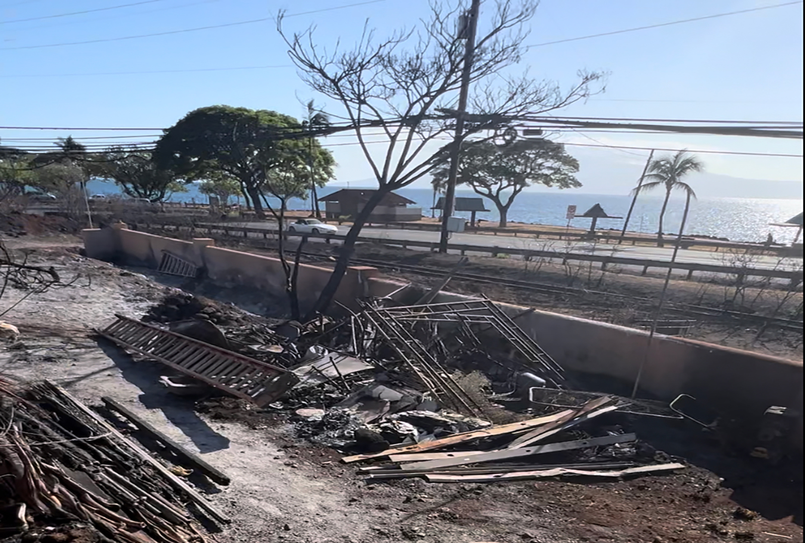 A view of destruction in Maui after the fire went through the area.