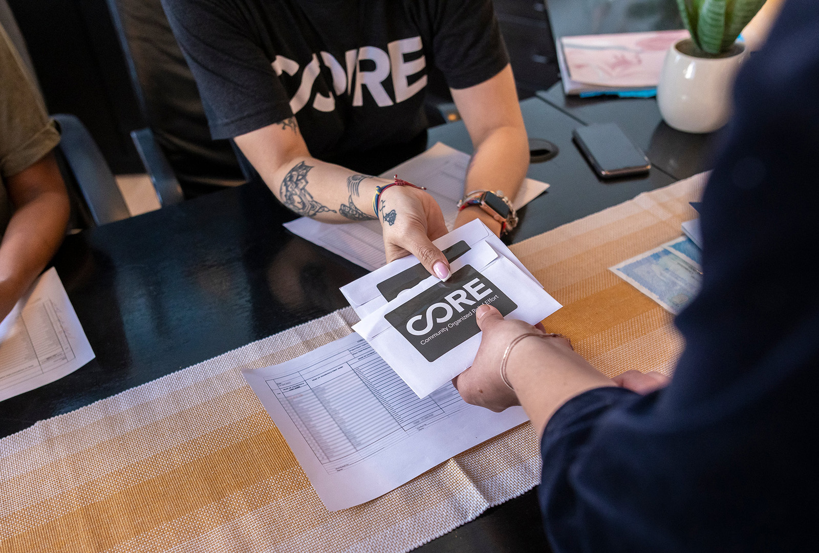 CORE launched a series of life-saving cash assistance programs for Ukrainian refugees, including this distribution event in Radymno, Poland in April 2022.